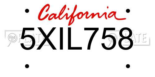 5XIL758 California License Plate
