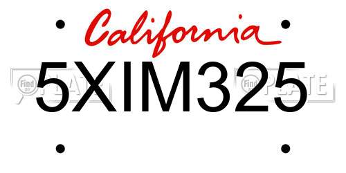 5XIM325 California License Plate
