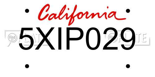 5XIP029 California License Plate