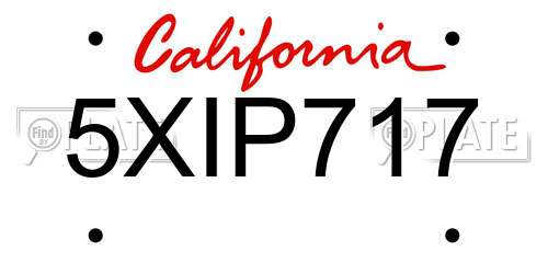 5XIP717 California License Plate