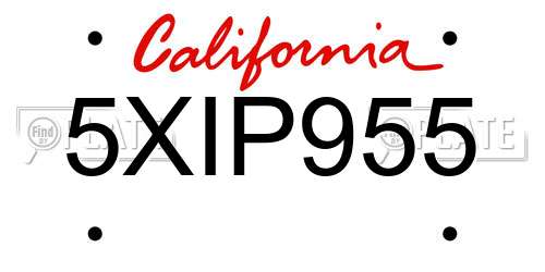 5XIP955 California License Plate