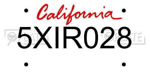 5XIR028 California License Plate