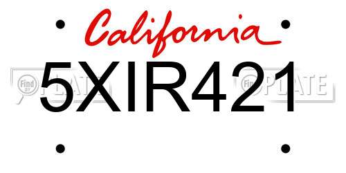 5XIR421 California License Plate