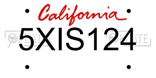 5XIS124 California License Plate