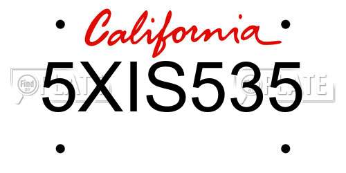 5XIS535 California License Plate