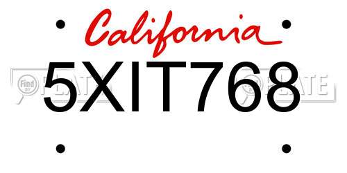 5XIT768 California License Plate
