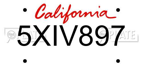 5XIV897 California License Plate