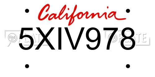 5XIV978 California License Plate
