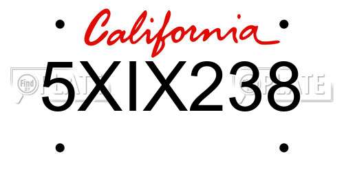 5XIX238 California License Plate