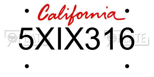 5XIX316 California License Plate