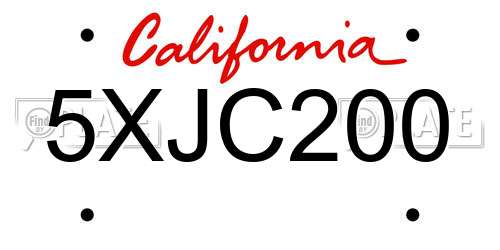 5XJC200 California License Plate