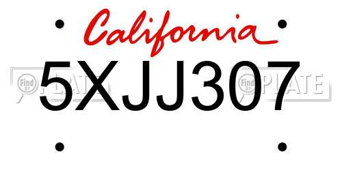 5XJJ307 California License Plate