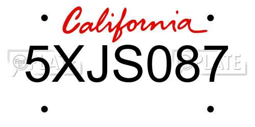 5XJS087 California License Plate