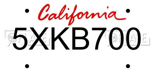 5XKB700 California License Plate