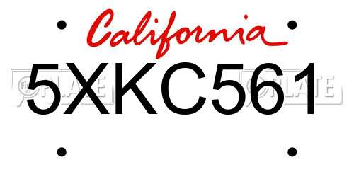 5XKC561 California License Plate