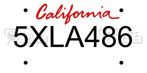 5XLA486 California License Plate