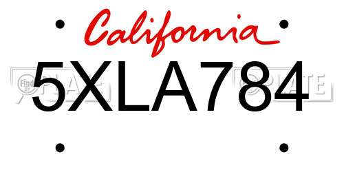 5XLA784 California License Plate