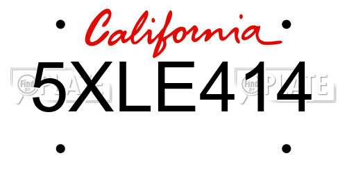 5XLE414 California License Plate