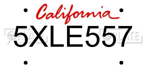 5XLE557 California License Plate