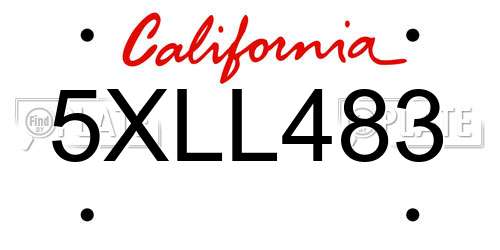 5XLL483 California License Plate