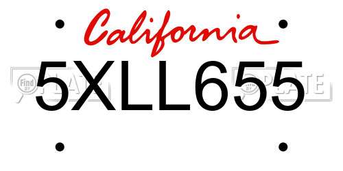 5XLL655 California License Plate