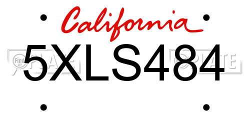 5XLS484 California License Plate