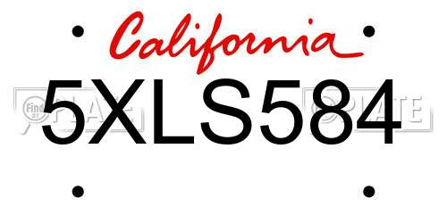 5XLS584 California License Plate