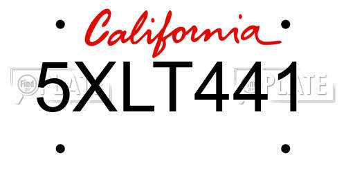 5XLT441 California License Plate