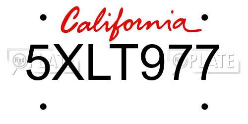5XLT977 California License Plate