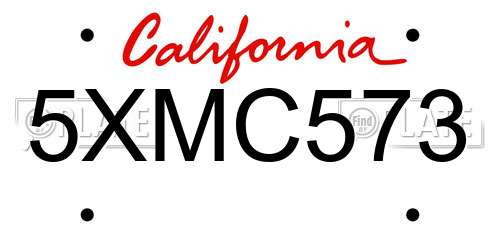 5XMC573 California License Plate
