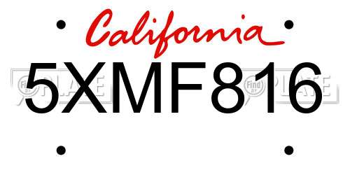 5XMF816 California License Plate