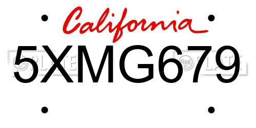5XMG679 California License Plate