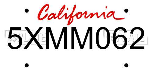5XMM062 California License Plate