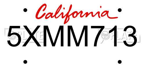 5XMM713 California License Plate