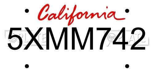 5XMM742 California License Plate