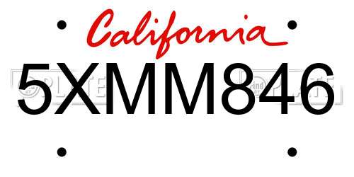 5XMM846 California License Plate