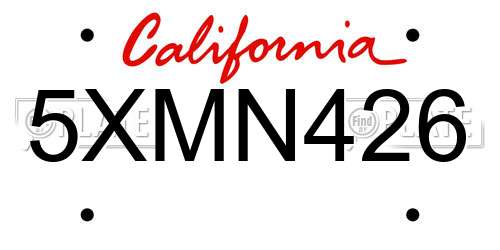 5XMN426 California License Plate