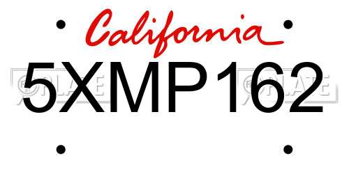 5XMP162 California License Plate