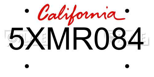 5XMR084 California License Plate