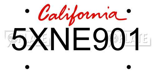 5XNE901 California License Plate