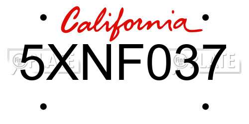 5XNF037 California License Plate