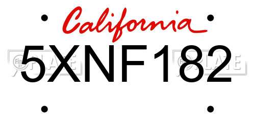 5XNF182 California License Plate