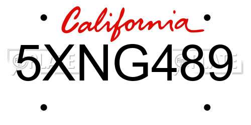 5XNG489 California License Plate
