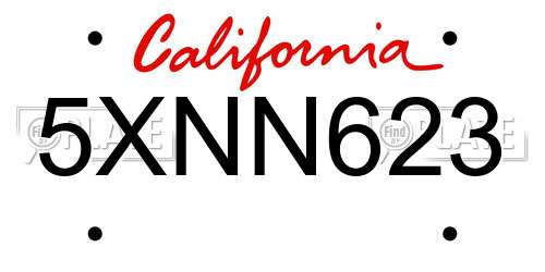 5XNN623 California License Plate