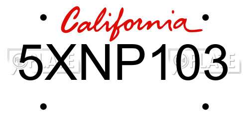 5XNP103 California License Plate