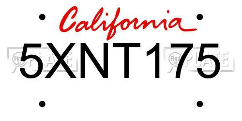 5XNT175 California License Plate