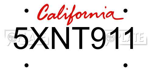 5XNT911 California License Plate