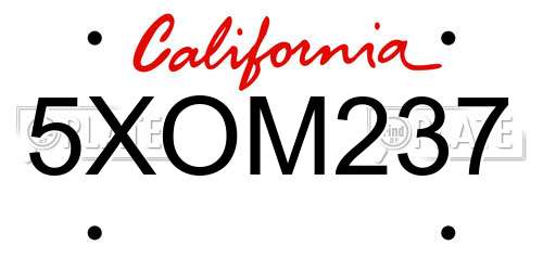 5XOM237 California License Plate