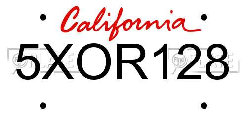 5XOR128 California License Plate
