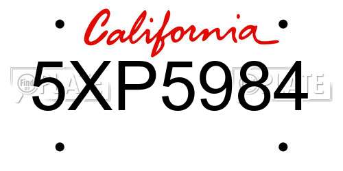 5XP5984 California License Plate